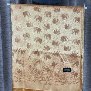 Gold Elephant Silk Scarf